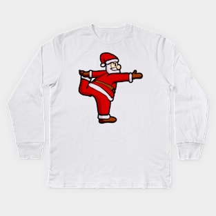 Santa Doing Yoga Christmas Matching Kids Long Sleeve T-Shirt